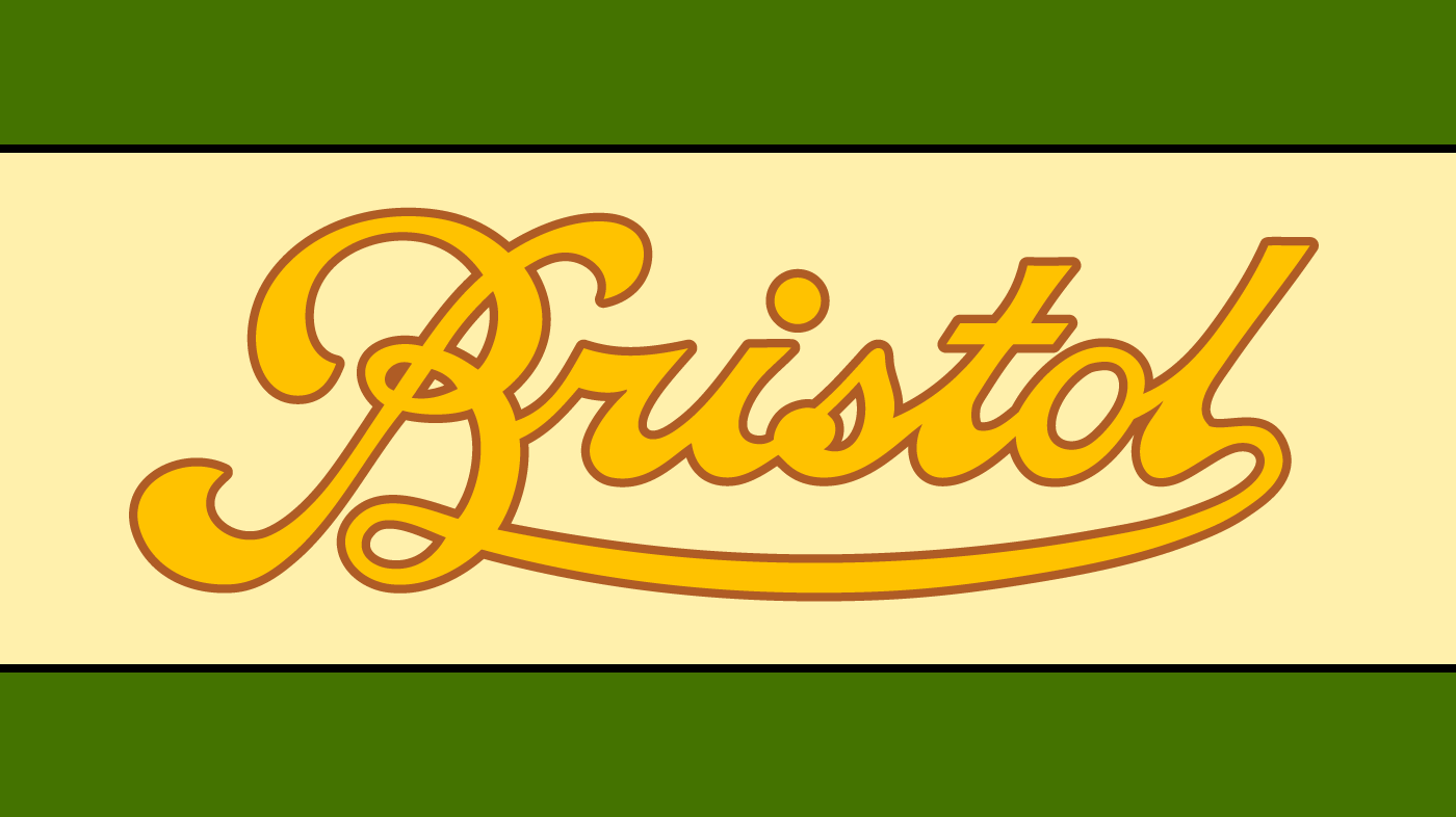 The Bristol scroll logo - the name Bristol in a copperplate script style
