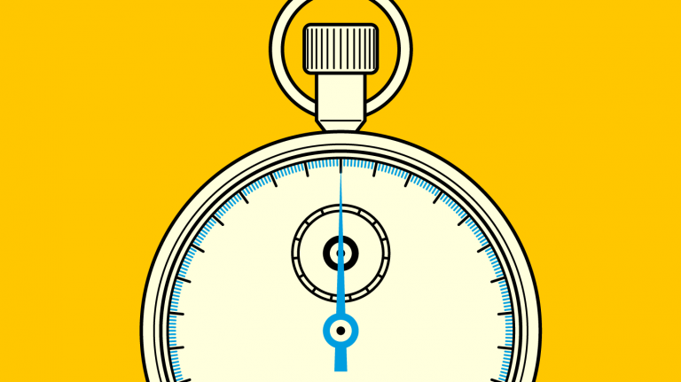 An illustration of a stopwatch face